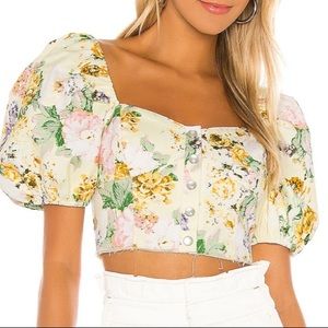 FOR LOVE AND LEMONS CHAMOMILE DENIM CROP TOP